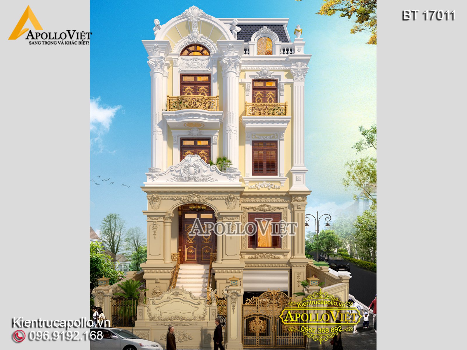 Mặt tiền thiết kế biệt thự cổ điển 4 tầng